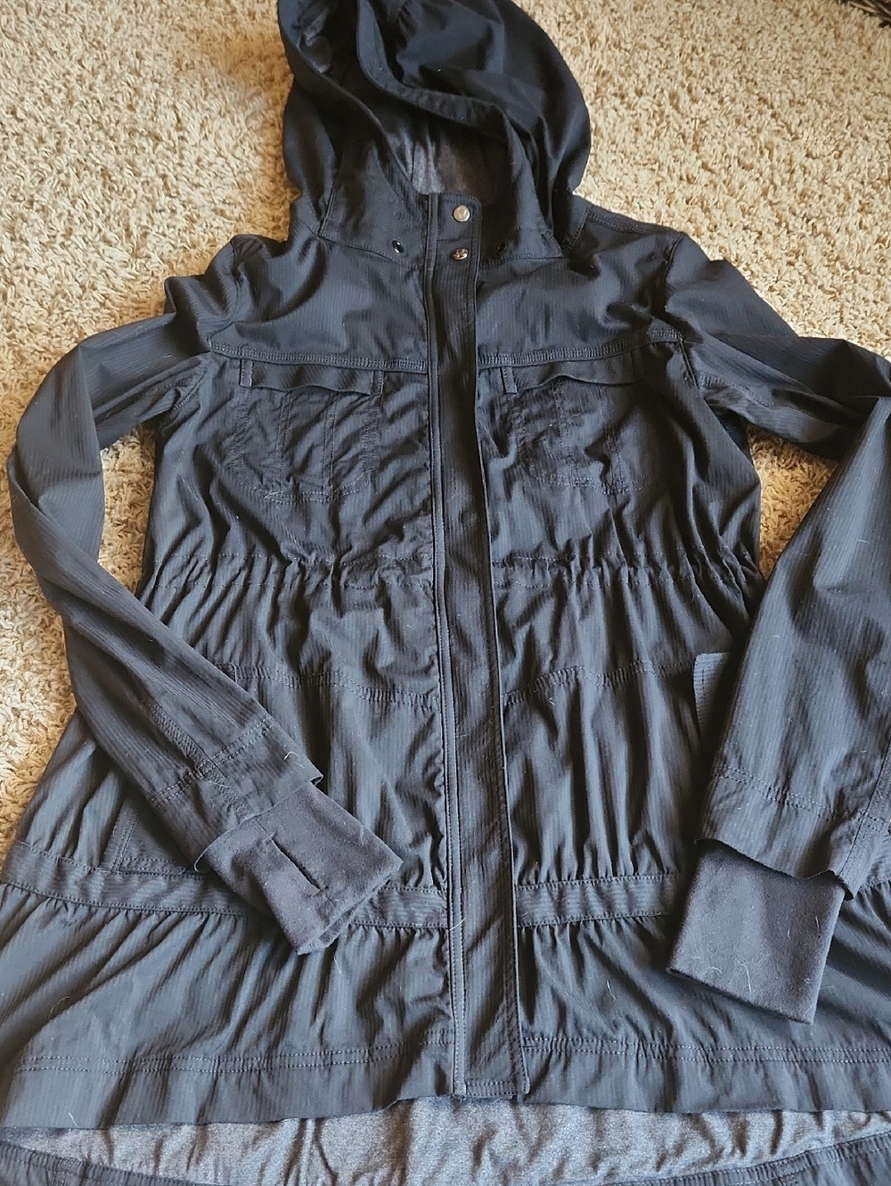 Lululemon Black Hooded Women's Long Jacket Size 4